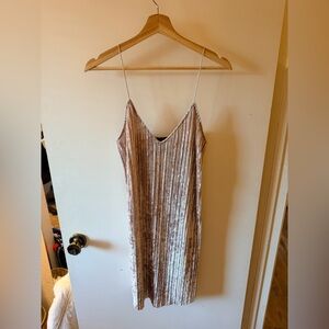 Free Press Velvet Striped Dress in Cream and Brown